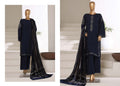 Sadabahar embroidered viscose with palachi shawl 3 piece Navy